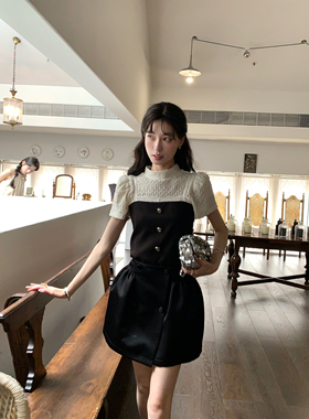 SourceWithU 奈梨千金 2色星空廓形收腰短袖设计感短款纯色上衣女