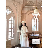 SourceWithU 归国千金 100棉格浮雕玫瑰华夫格斗篷蕾丝拼接半身裙