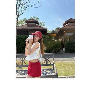 无袖 限时折扣 简约剪裁 花苞下摆小上衣 留学日常 SWU3