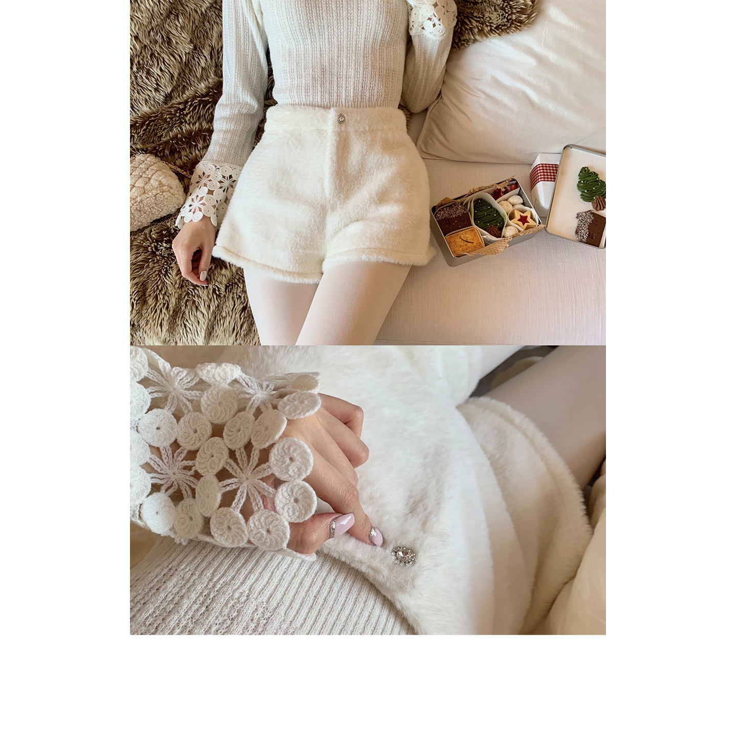 SourceWithU 12.10 雪球球 毛茸茸好穿百搭雪地短裤