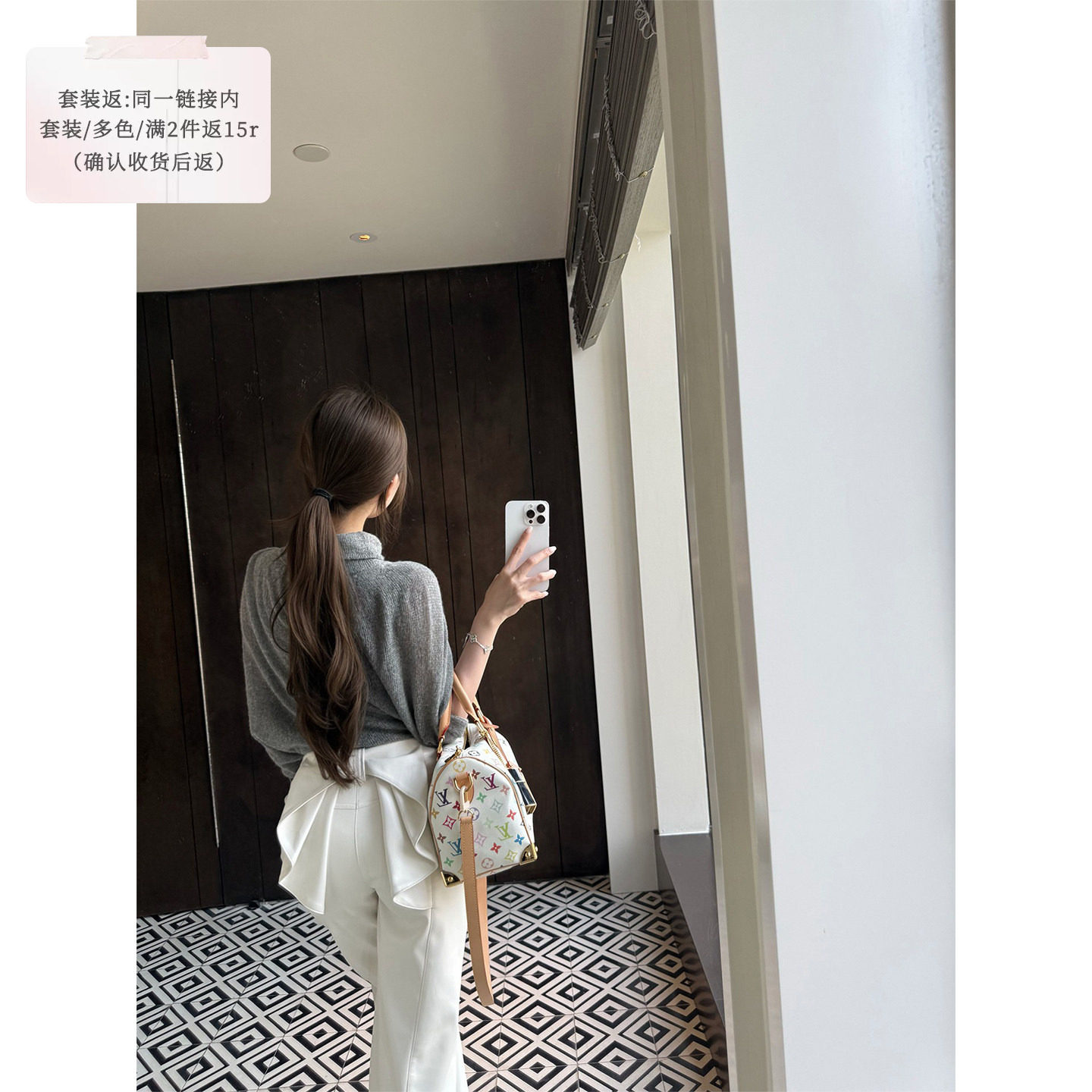SourceWithU 版型巨好 2色pu皮裤背影绝了蝴蝶结腰头直筒休闲裤女