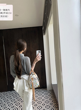 SourceWithU 版型巨好 2色pu皮裤背影绝了蝴蝶结腰头直筒休闲裤女