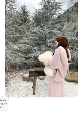 SourceWithU 慵懒深冬 冬季三件套毛领可拆卸针织毛衣a字半裙套装