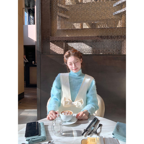 SourceWithU蝴蝶结丝绒背带裙