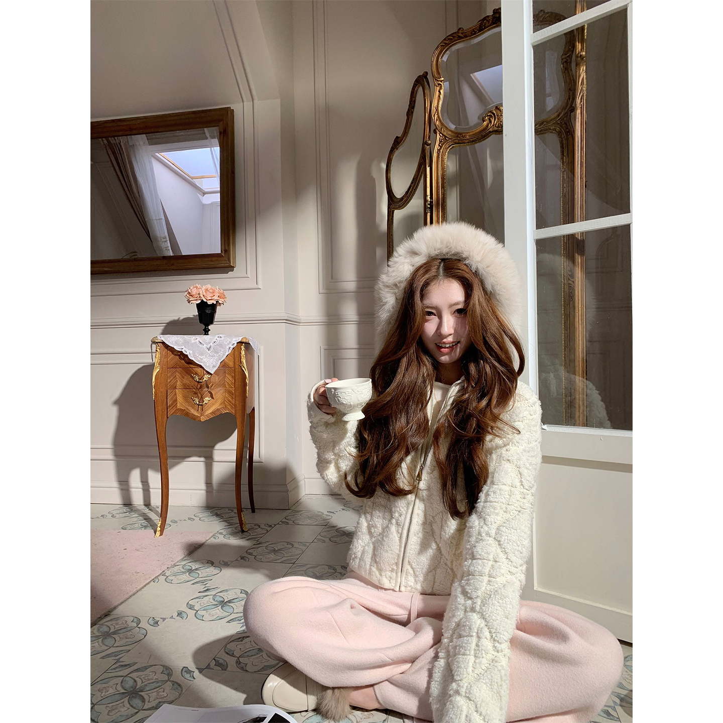 SourceWithU 12.10 小绵羊 芬兰进口狐狸毛领暖暖羊毛针织开衫