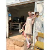 精致气质亮片吊带连衣裙高腰短款 SourceWithU 香槟玫瑰 a字半身裙