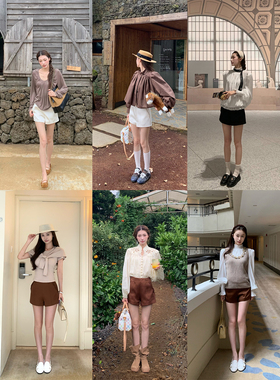 SourceWithU本期劳模 3色万搭花边挺括剪裁早秋A字高腰短裤休闲裤