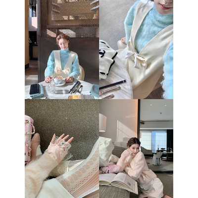 SourceWithU羊毛毛衣蕾丝打底衫