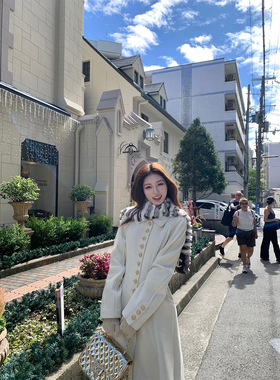 SourceWithU旧居留地 温柔戴妃大衣30羊毛单面尼收腰伞裙大衣外套