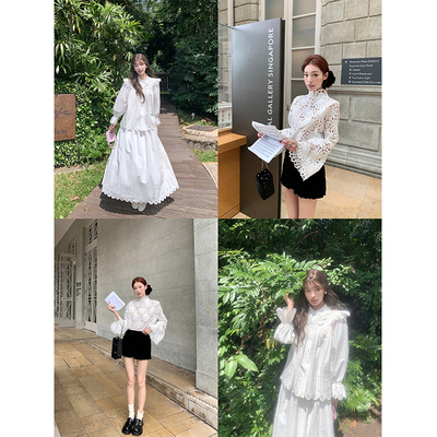 SourceWithU刺绣衬衫花边半身裙