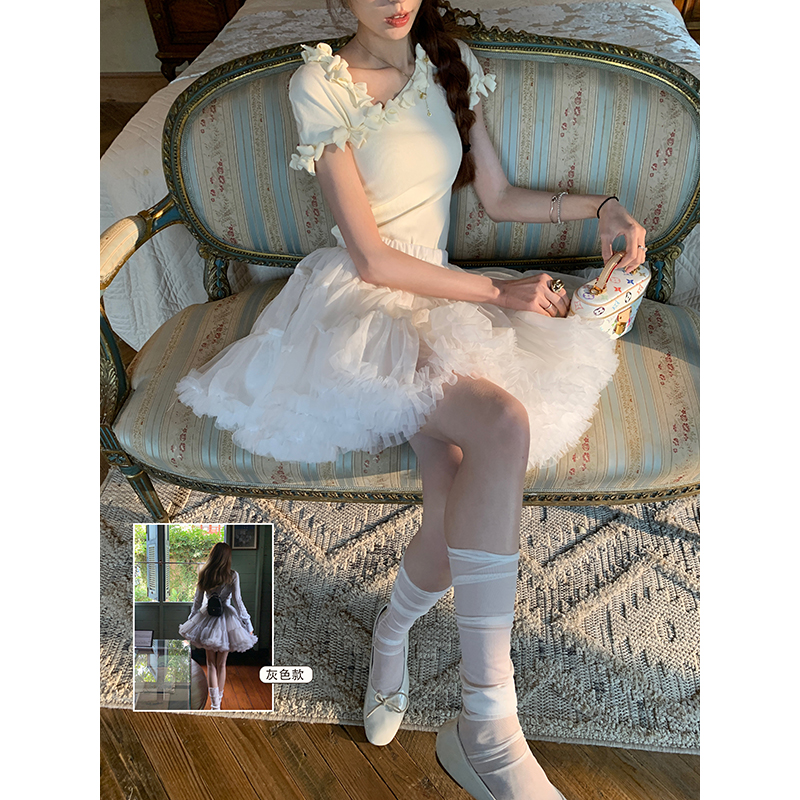 SourceWithU 晨间物语 2色春夏百搭短款公主裙撑蛋糕纱裙蓬蓬裙女