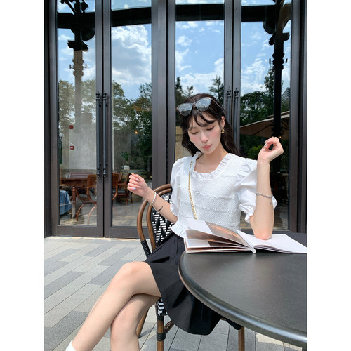 SourceWithU纯棉泡泡袖短款上衣
