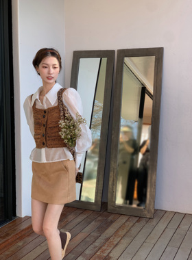 SourceWithU 黄油曲奇 咖啡色温柔高腰裙子姐姐风百搭基础半身裙