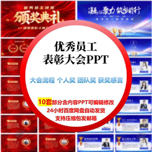 企业优秀员工表彰大会PPT模板大会流程个人团队颁奖员工风采