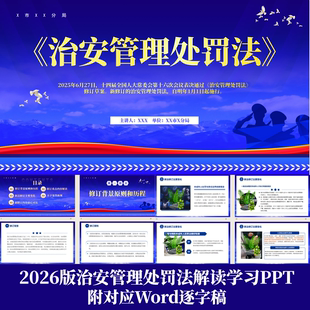 2026版治安管理处罚法学习解读PPT立法背景修订重点内容新旧对比