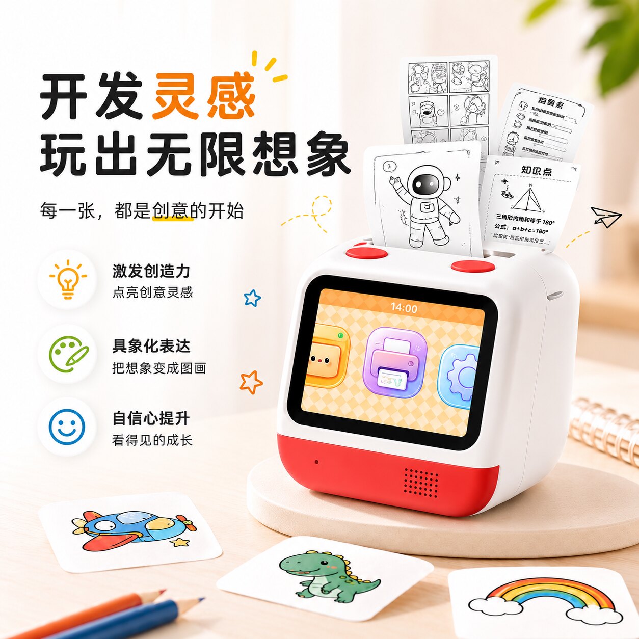 宙物AI智能绘画打印机儿童创意玩具开发灵感魔法打印机生日礼物