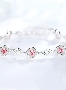 S925纯银樱花手链小众设计感