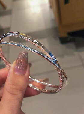 S925纯银四叶草手镯女小众设计感