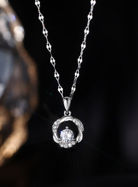 925银圆形镶钻设计感锁骨链