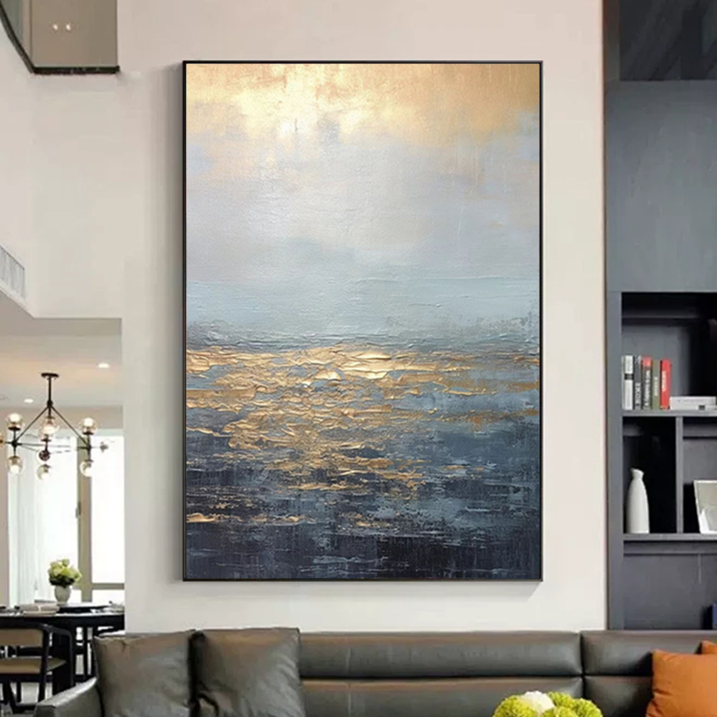 可班手绘油画金箔海韵画背景墙画