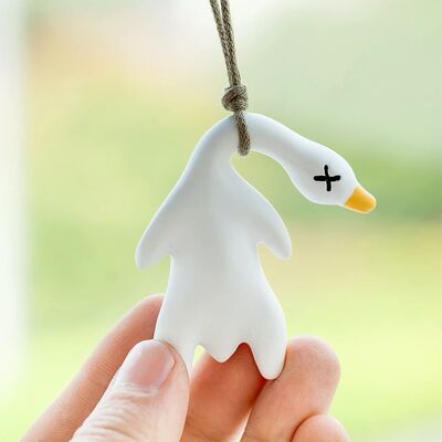 Funny Color-Changing Plaster Anime Duck Car Mirror Hanging D