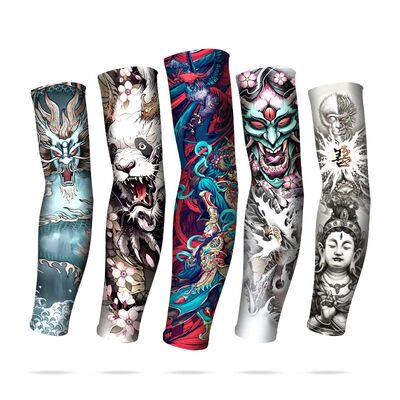 Tattoo Sleeves UV Protection Cycling Men Dragon Outdoor Part