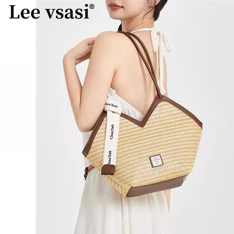 Lee vsasi编织包单肩包女款沙滩草编2025新款手提包包挎包托特包