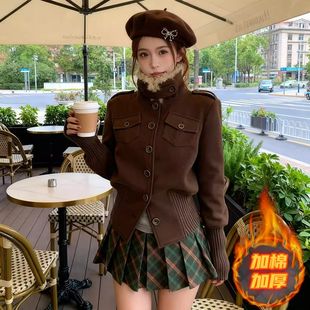 Pinksoya 松茶可可 高级感复古金属扣外套女秋季新款呢子外套上衣