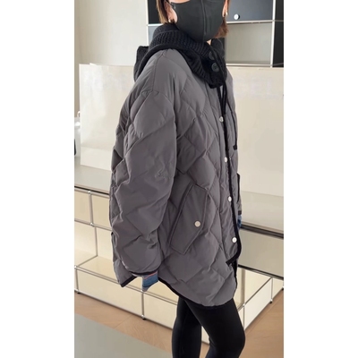 现货新款诗歌兰30296简约知性时髦中长款格纹羽绒服女装2025冬季