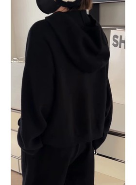 秒发诗歌兰63152休闲慵懒时尚拉链羊毛开衫连帽毛衣女26年早春新