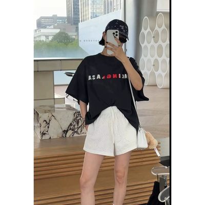 秒发诗歌兰58342街头个性潮流短袖字母印花休闲T恤26早春新款女装