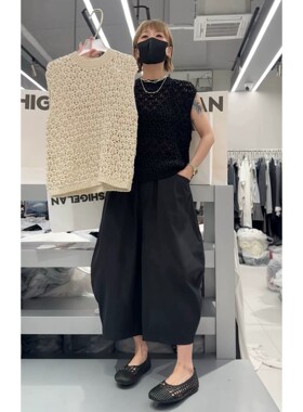 秒发诗歌兰25028法式知性温柔圆领无袖镂空背心上衣2025秋款女装