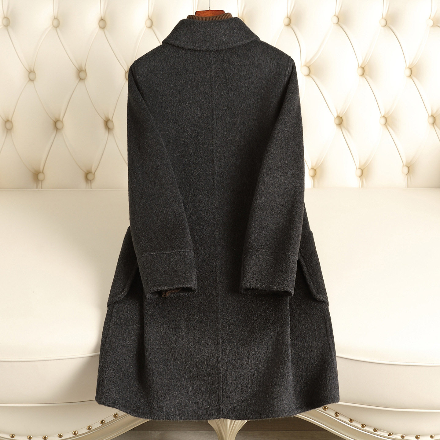 2025秋冬新款双面羊绒大衣女大短款妈妈羊毛外套女宽松中长款