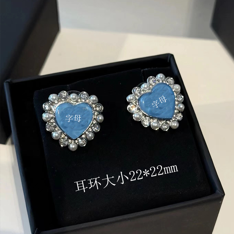 25P新款蓝色爱心琉璃耳环爱心耳钉银色透明果冻桃心耳饰精致百搭,饰品/流行首饰/时尚饰品新,耳钉,淘宝优惠券,粉丝福利购,淘宝优惠卷