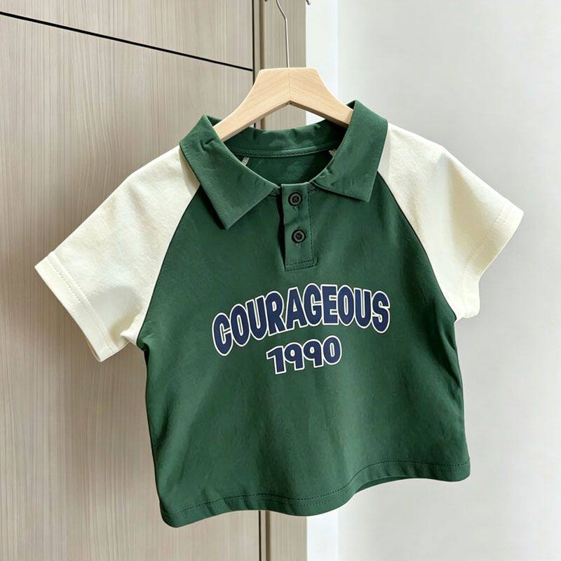 夏季男童复古撞色短袖POLO衫