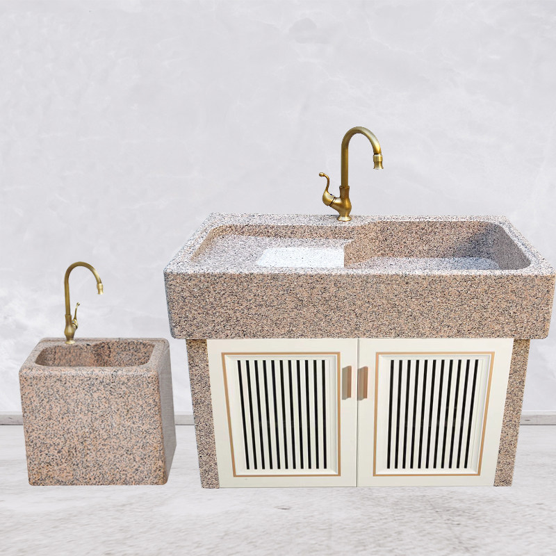 洗衣池台盆一体天然大理石石头阳台家用户外带搓衣板花岗岩洗衣池