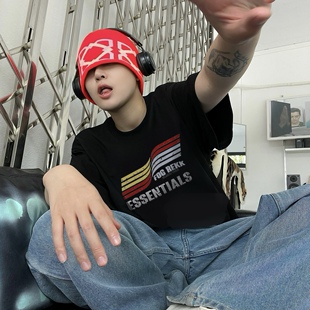 短袖 FOG 情侣半袖 ESSENTIALS字母小众潮牌纯棉宽松男士 T恤 REKK