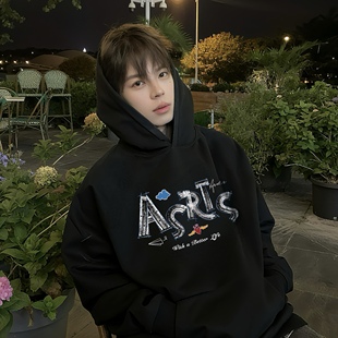上衣 潮牌情侣装 正品 Asrts重磅连帽卫衣男涂鸦纸飞机字母小众美式