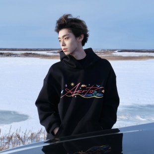 正品 潮流情侣刺绣连帽上衣女 Asrts卫衣男彩色发泡字母重磅美式