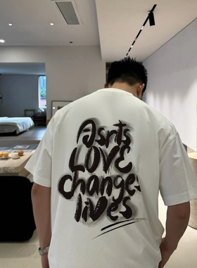 重磅 Asrts新款发泡字母潮牌夏季纯棉宽松男士情侣半袖短袖T恤ins
