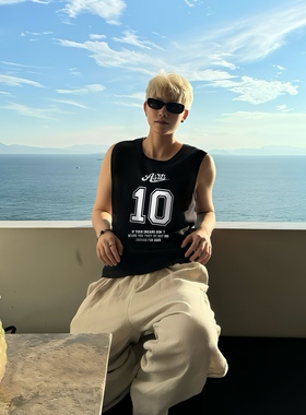 高级感 Asrts美式小众美式潮牌男士夏季运动男生无袖背心T恤