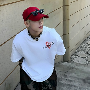 夏季 小众潮牌美式 纯棉宽松男士 情侣半袖 T恤ins 重磅 短袖 Asrts新款