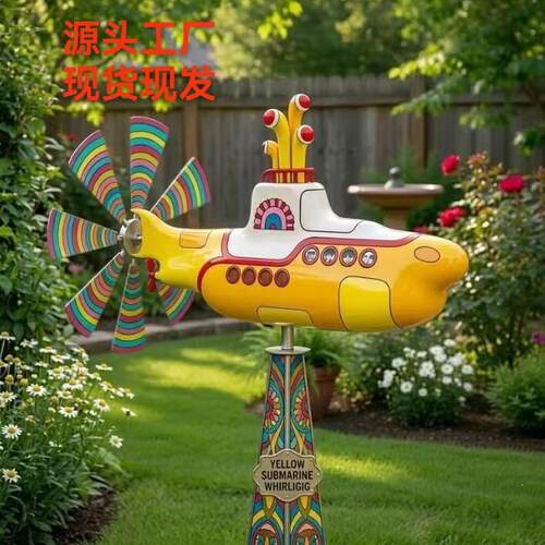 跨境新品Shark Mouth Warplane Garden Wind Spinner户外花园风车