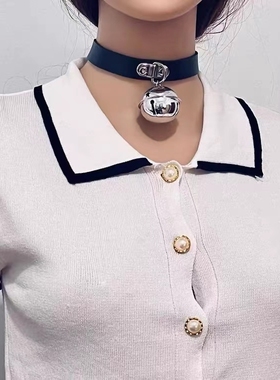 日韩软妹小铃铛项圈复古黑色颈链锁骨链choker项链女