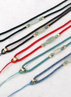 男女士绳子平安扣细小黑色吊坠绳戒指挂绳挂脖多款情侣项链绳