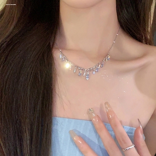 仙仙的~超美精致流苏水滴项链女毛衣链轻奢小众锁骨链网红颈链