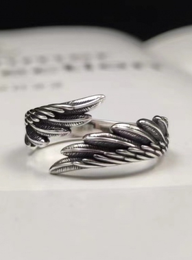 镀银戒指女单戒女款可调节天使之翼女戒情人节礼物小众设计感