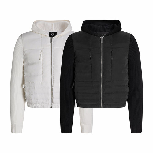 GOSNACE/GOS连帽拼接设计cleanfit百搭加厚保暖铜氨排骨羽绒服