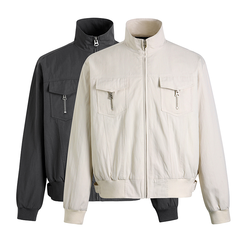 GOS胸口竖拉链cleanfit立领夹克