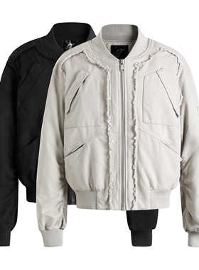 GOSNACE/GOS 水洗破坏毛边设计感宽松保暖棒球领秋冬棉服休闲外套